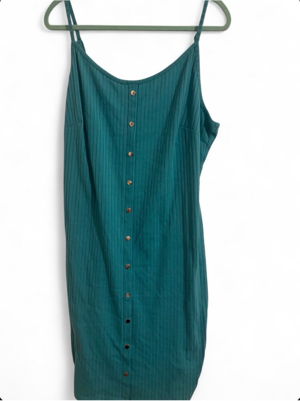 love J Teal Button-Front Spaghetti Strap Mini Dress